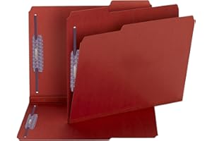 Smead Pressboard Fastener File Folder with SafeSHIELD Fasteners, 2 Fasteners, 1/3-Cut Tab, 2" Expansion, Letter Size, Bright Red, 25 per Box (14936)