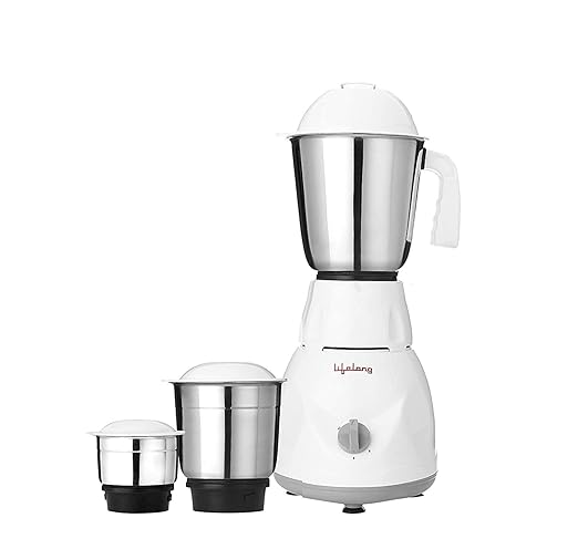 Lifelong Power Pro 500-Watt Mixer Grinder with 3 Jars (White/Grey)