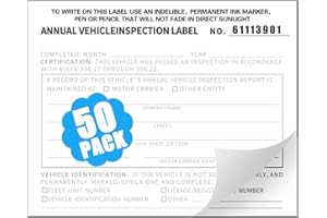 Lionshop 50Pack Annual Vehicle Inspection Label, Interior Vehicle Inspection Sticker Vinyl with Mylar Laminate-2-Ply Meet DOT AVIR Requirements, 5 x 4"