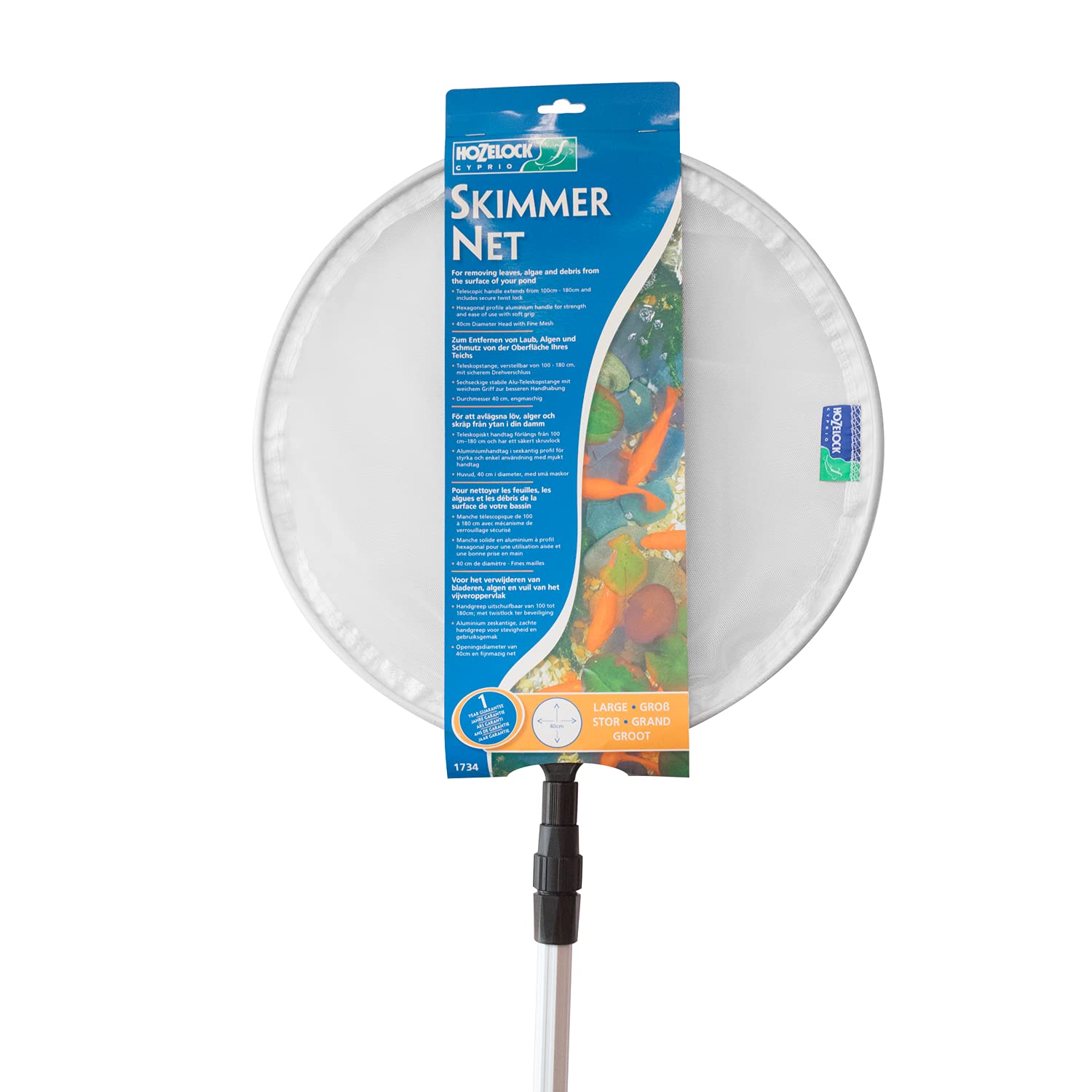 HOZELOCK - Large Skimmer Net : Skimmer for Large Surfaces, Ideal for Cleaning and Removing Unwanted Debris/leaves [‎1734 0000]