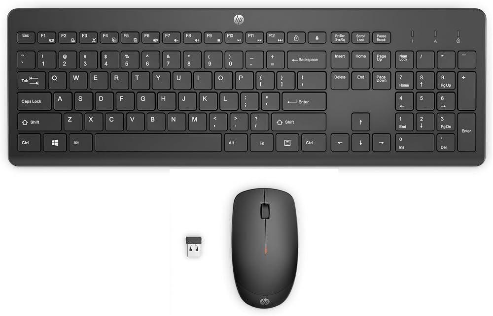 HP 230 Wireless Keyboard and Mouse Combo 2.4 GHz USB Receiver 1600 DPI Black