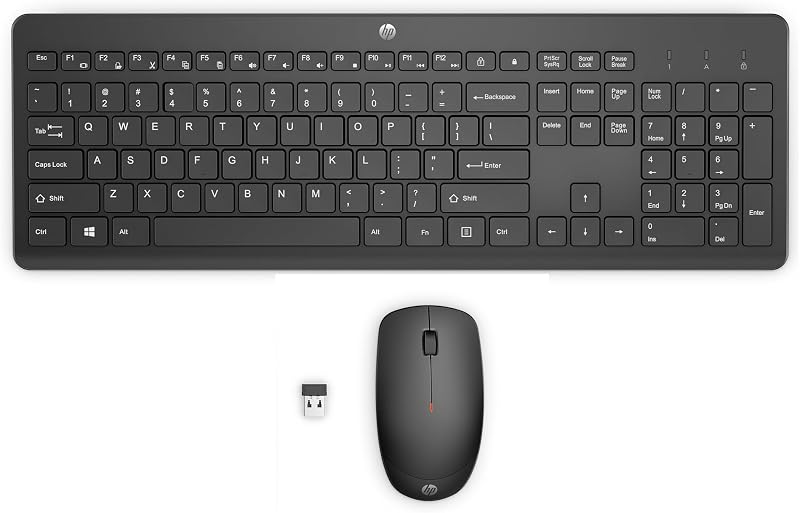 HP 230 Wireless Keyboard and Mouse Combo 2.4 GHz USB Receiver 1600 DPI Black