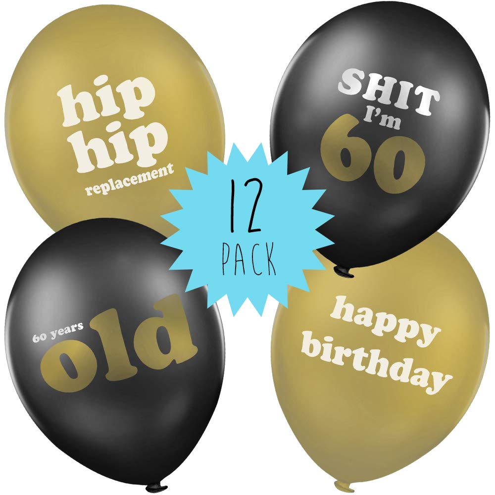 60th Birthday Balloons - funny lockdown birthday gift idea for 60th birthday party decorations - Pack of 12
