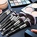 Makeup Brush Set, Anjou 12pcs Essential Cosmetic Brushes for Foundation Blush Contour Concealer Highlight Eyeliner Eye Shadow, Synthetic Fiber Bristles, Waterproof Bag Included