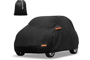 X AUTOHAUX Car Cover for Smart Fortwo 2007-2019 210D-PU Outdoor Full Car Cover All Weather with Door Zipper for Waterproof Windproof Sun Rain Snow Protection