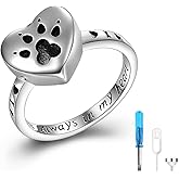 POTOPYY Dog Urn Rings for Ashes for Women 925 Sterling Silver Heart Paw Print Ring Cremation Ring Keepsake Memorial Jewelry Valentines Day Mothers Day Gifts for Dog Lovers