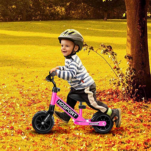 HOSPORT Toddler Balance Bike for Ages 18 Months to 3.5 Years Kids No Pedal Bicycle with Carbon Steel Frame, Adjustable Handlebar and Seat - Safe Riding for First Birthday Gift (Pink)