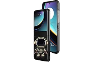 AULZAJU for Moto Razr 2024 Case with Hidden Astronaut Kickstand,Motorala Razr 2024 Phone Case Frosted PC Back Soft Silicone Bumper,3D Creative Cool Folding Bracket Cover for Moto Razr 2024 Black