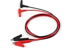 Thuchopy Multimeter Alligator Clips Leads, L Type Banana Male Plug to Alligator Clip Pure Copper Test Cable Multimeter Testing Probe for Electrical Testing 3 Feet