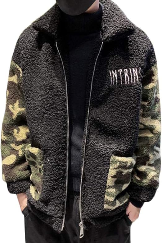 Amazon Gergeousボアジャケット メンズ ゆったり コート 厚手 迷彩柄 ファッション 防寒 アウター もこもこ カジュアル ブルゾン ジャケット フリース あったか 大きいサイズ 冬 コート ジャケット 通販