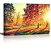 wall26 Canvas Print Wall Art Path Through Red & Orange Autumn Park Nature Wilderness Photography Modern Art Rustic Scenic Colorful Multicolor for Living Room, Bedroom, Office - 32