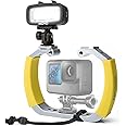Movo DiveRig4 Diving Rig Bundle with Waterproof LED Light - Compatible with GoPro HERO3, HERO4, HERO5, HERO6, HERO7, HERO8, and DJI Osmo Action Cam - Scuba Accessories for Underwater Camera