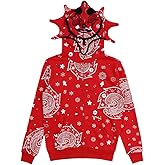 OATSBAS Retro Lazy Style Hoodie for Men Women Fun Multi Angle Full Zip Up Hoodie Oversized Hooded Sweatshirt