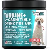 PET LOL Taurine for Dogs 500 mg, L-Carnitine &amp; CoQ10 | Supports Heart Health, Cardiovascular Function, Energy, Muscle Function &amp; Daily Wellness for Dogs, Chicken Flavor, 120 Count