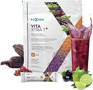 Fast Acting Energizing Tea by Fuxion Vita Xtra T-Mix All Natural Herbs&Fruits for Natural Energy (Purple Corn, 28 Sachets)