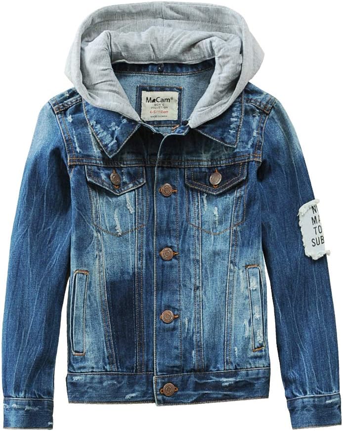 Boys Kids Denim Fall Ripped Jean Jacket Coat Outwear with Hole 100% Cotton