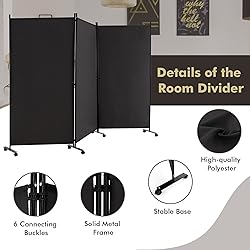 Giantex 3 Panel Room Divider with Wheels, 103''W x
