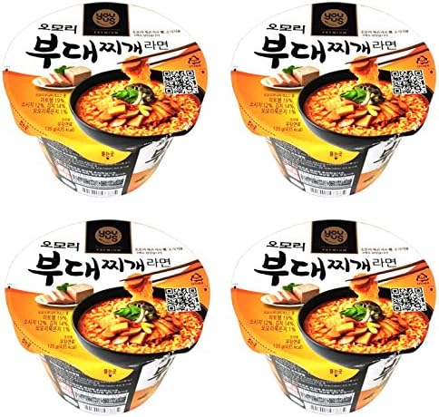 Korean Hot and Spicy Best Noodle Soup Ramen (Pack of 4) Omori Spicy Sausage Stew