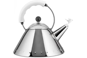 Alessi Michael Graves 9093 Stainless Steel Whistling Kettle, 2 Quarts, White