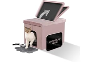 MEEXPAWS Hidden Cat Litter Box Furniture, Cat Litter Box Enclosure,Velvet Lift-Top Design,Large Litter Box Bench(25"x18"x18") Dog-Proof Urine-Proof Easy-Clean & Quick Assembly Cat Washroom Storage