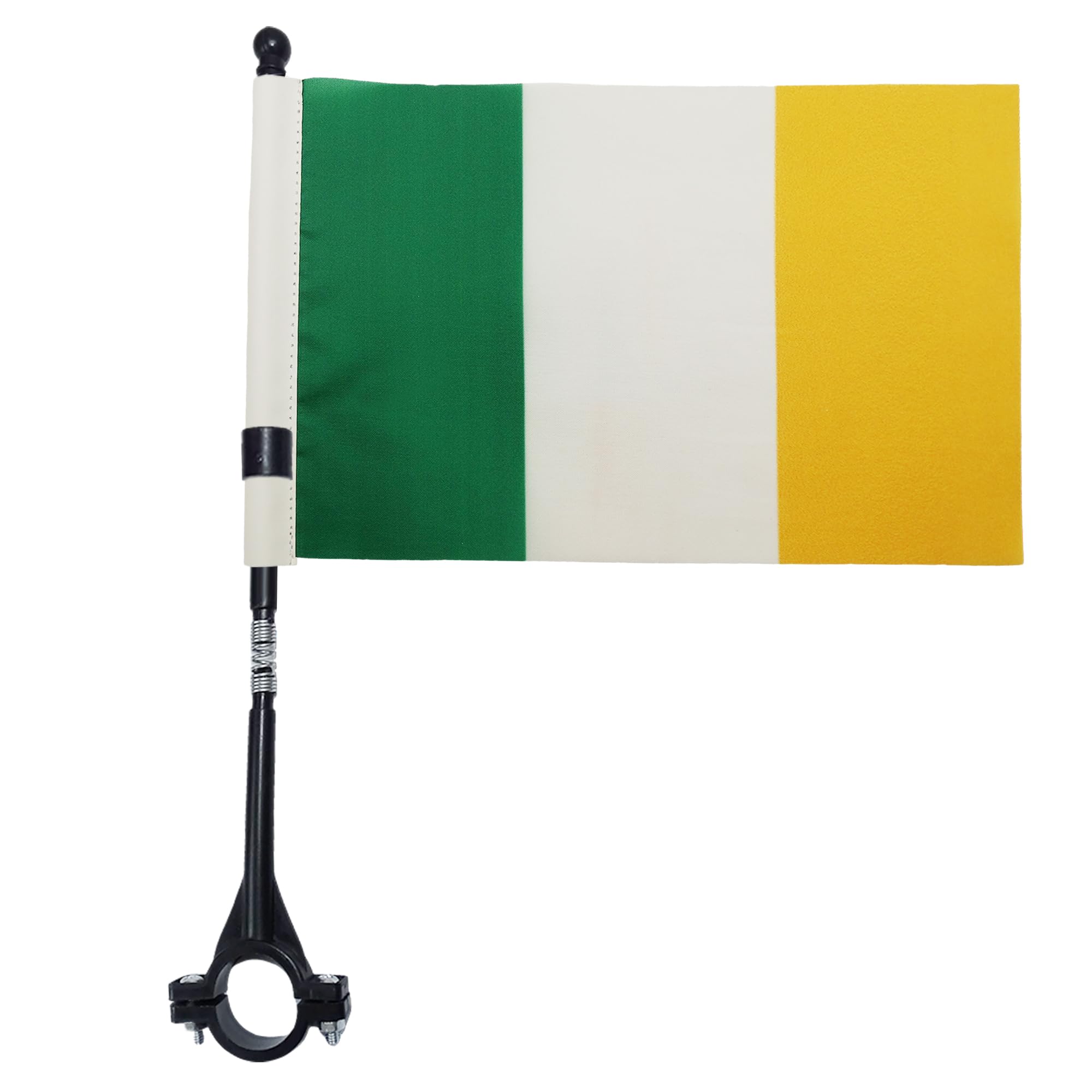AZ FLAG - Ireland Bike Flag 4'' x 6'' - Irish Bicycle Flag 100% Polyester 21 x 14 cm - Mini Banner with 12'' Black Plastic Pole