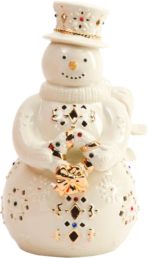 Amazon Com Lenox Holiday Gems Lighted Snowman Figurine Home Kitchen