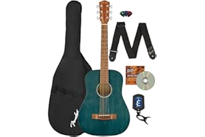 Fender FA-15 3/4-Scale Kids Steel String Acoustic Guitar - Blue Learn-to-Play Bundle with Gig Bag, Strap, Picks, Fender Play Online Lessons, and Austin Bazaar Instructional DVD