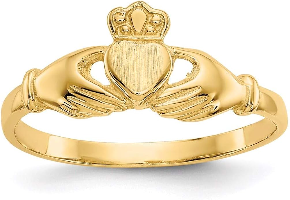 14k Yellow Gold Irish Claddagh Celtic Knot Band Ring Size 7