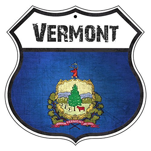 VERMONT State Province Flag Novelty Highway Vintage Retro Wall DÃ©cor Shield Metal Aluminum Sign