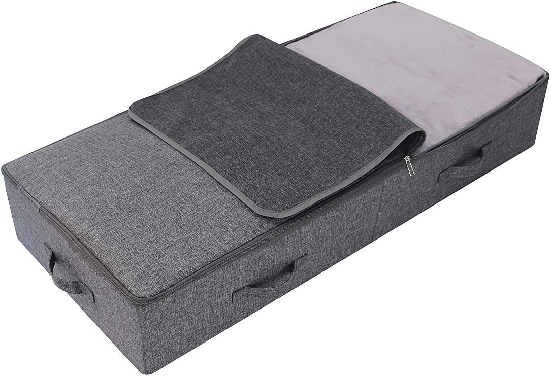 iwill CREATE PRO Large Under The Bed Storage Container for Duvets, Blankets Bedding Accessories, Black Gray: Home & Kitchen