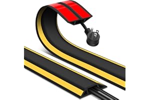 Floor Cable Cover, 2 Meters Cable Protector, Self-Adhesive Rubber Wire Covers, Cord Cover for Wires on Floor, Cable Managemen