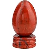 mookaitedecor Red Jasper Crystal Egg Polished Gemstone Figurines with Stone Stand