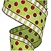 Craig Bachman Lime, Red, White Glitter Stripes & Dots Wired Edge Polyester Ribbon - 2.5
