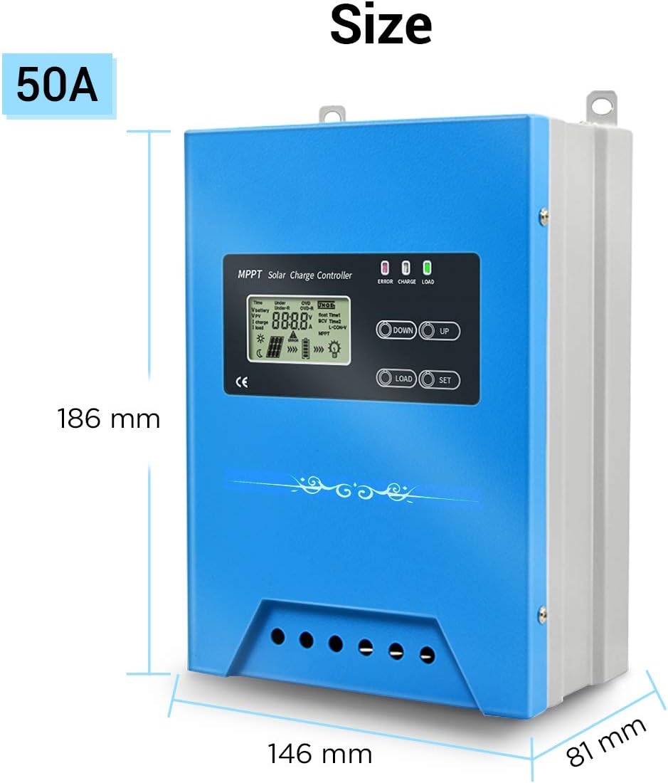 iSunergy 50A MPPT Solar Charge Controller 12V/24V/48V Auto Working Buck Solar Panel Battery Regulator Maintainer with LCD Display for Solar Panel Battery Overload Protection : Garden & Outdoor