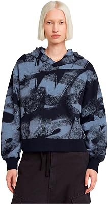 Para mulheres, Sweatshirt solto com capuz com letras pulverizadas, multicolorido (Osaka Blue Sprayed Letters D26088-D325-H317), S