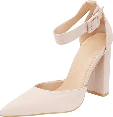nude block heel pointed toe
