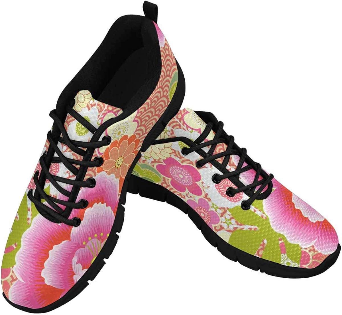 Amazon.com | INTERESTPRINT Floral Pink Flower Women's Running Shoes Mesh Breathable Sports 