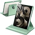 JETech Rotating Case for iPad Air 11-Inch M3/M2 (2025/2024), iPad Air 5/4 (2022/2020 5th/4th Generation 10.9-Inch), 360 Degree Rotation Protective Stand Cover Clear Back, Auto Wake/Sleep (Green)