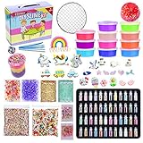 ESSENSON Slime Kit - Slime Supplies Make Your Own Slime, Slime Making Kit for Kids, Includes Crystal Slime, Glitter Sheet Jars, Animals Beads, Foam Balls, Fruit Slices, Fishbowl Beads, Sugar Paper