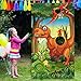 Dinosaur Toss Games Set with 3 Green Nylon Bean Bags for Kids Teenagers Dinosaur Decorations Dino Birthday Party Supplies Banner Party Favors Outdoor Indoor Toys