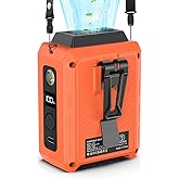 CAZOKASI Wearable Waist Clip Fan with Lighting Desktop Stand 16000rpm Runtime upto 20 hours (5000mAh / Orange)