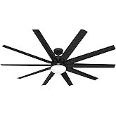 Hunter 72 inch Outdoor or Indoor Ceiling Fan with LED Light - Black Ceiling Fan with Wall Control, For Patio, Garage, or Porc