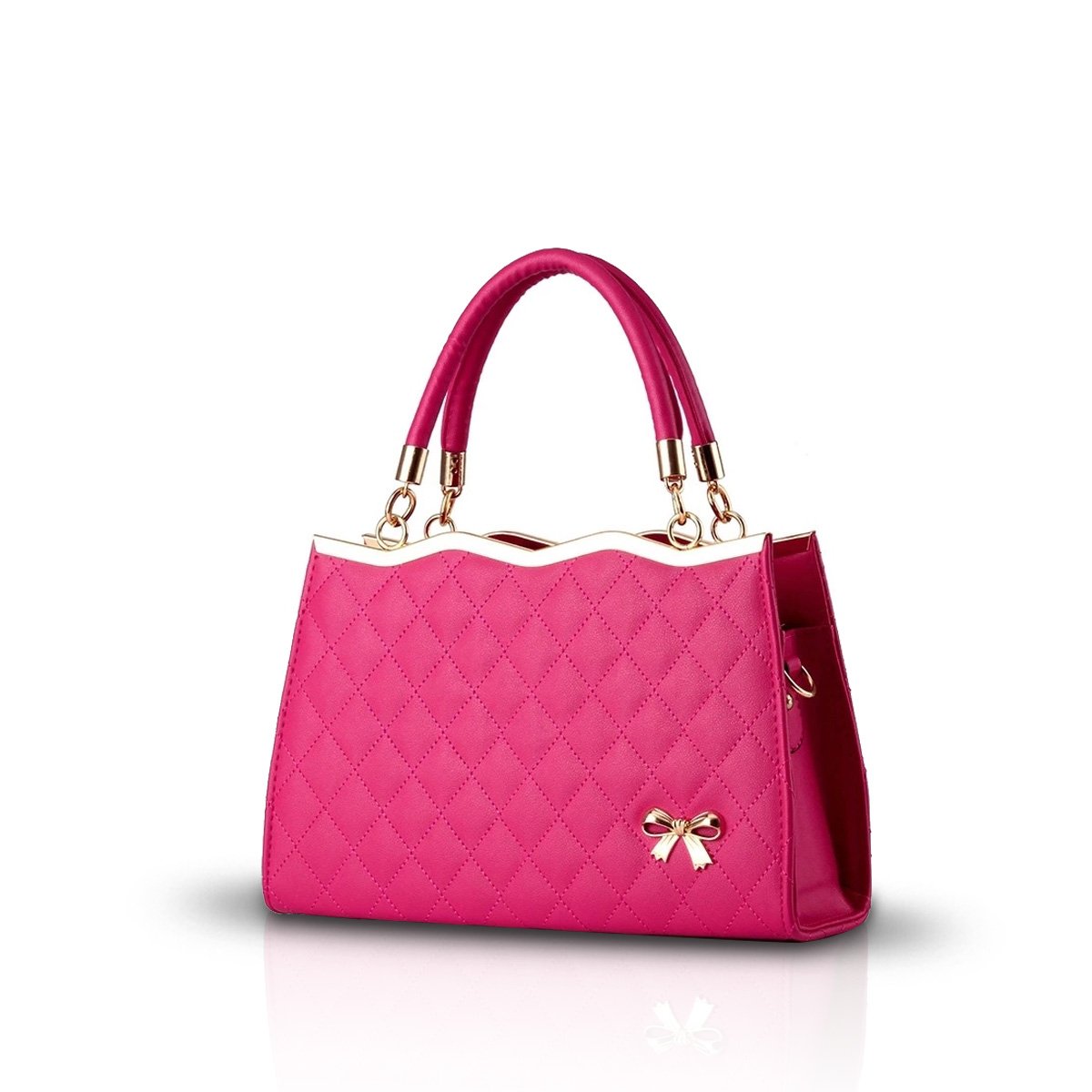 Nicole&Doris New Women/Ladies Handbag Shoulder Crossbody Bag Soft Surface PU Leather Diamond Lattice Rose