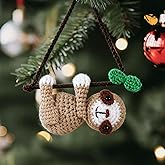 Sloth Ornament for Christmas Tree, Sloth Gifts for Women Handmade Positive Hanging Sloth Decor, Cute Handmade Knitted Birthday Gifts for Women Men, Car Rearview Mirror Hanger