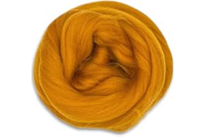 Revolution Fibers Dyed Corriedale Wool | 8.2 Ounces of Premium Combed Wool Top | 26 Micron, 100% Pure Corriedale Wool Roving, Ethically Sourced (Mustard Yellow)