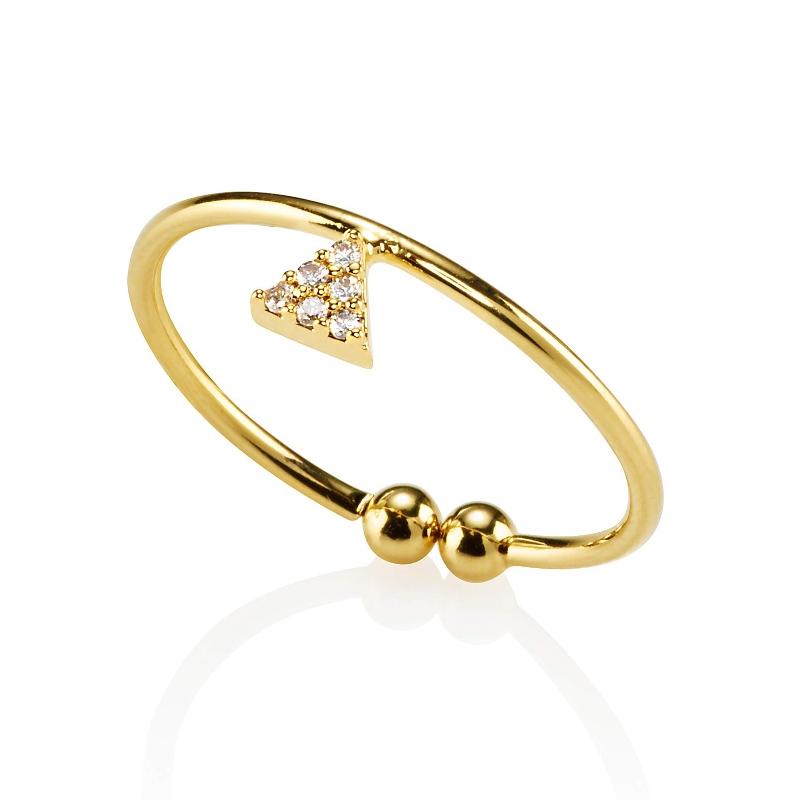 namana Dainty Rings for Women with Cubic Zirconia. Open Gold Ring for Women with a Triangle Motif. Adjustable Gold Rings for Teen Girls and Women. Gold Plated Womens Ring Set with Zirconia.