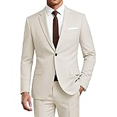 CYANDUSTY Mens Slim Fit 2 Piece Suit 1 Button Soild Jacket Pants Set Wedding Prom Dress Suit