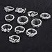 WensLTD Clearance! 11pcs/Set Women Bohemian Vintage Silver Stack Rings Above Knuckle Blue Rings Set (Silver)