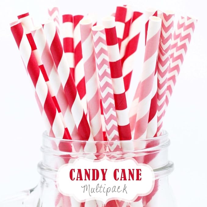 Paper Straws Candy CaneMix 100 pcs Amazon.co.uk Office Products