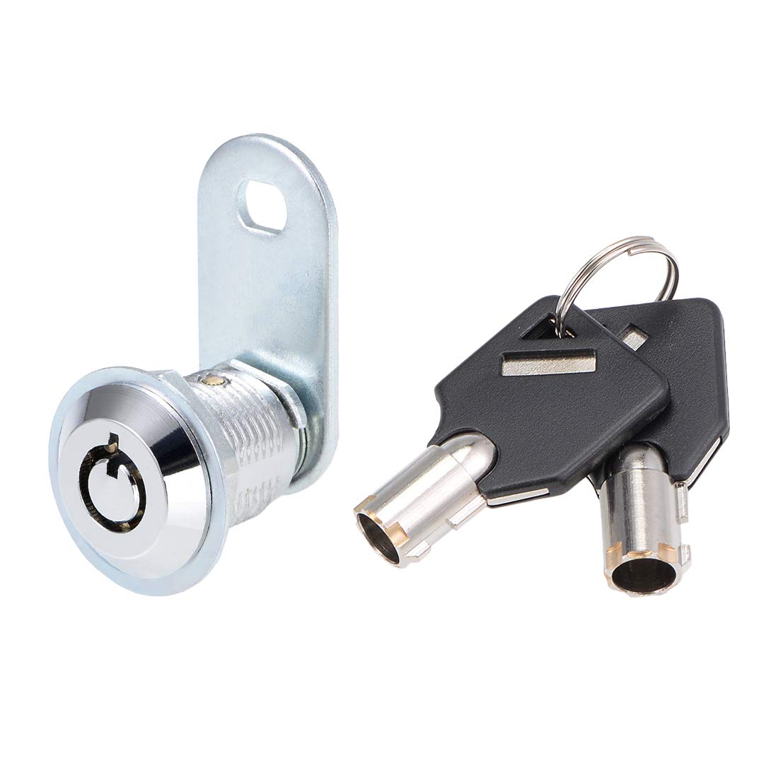 sourcing map Tubular Cam Lock 20mm Cylinder Length Chrome Finish Keyed Alike